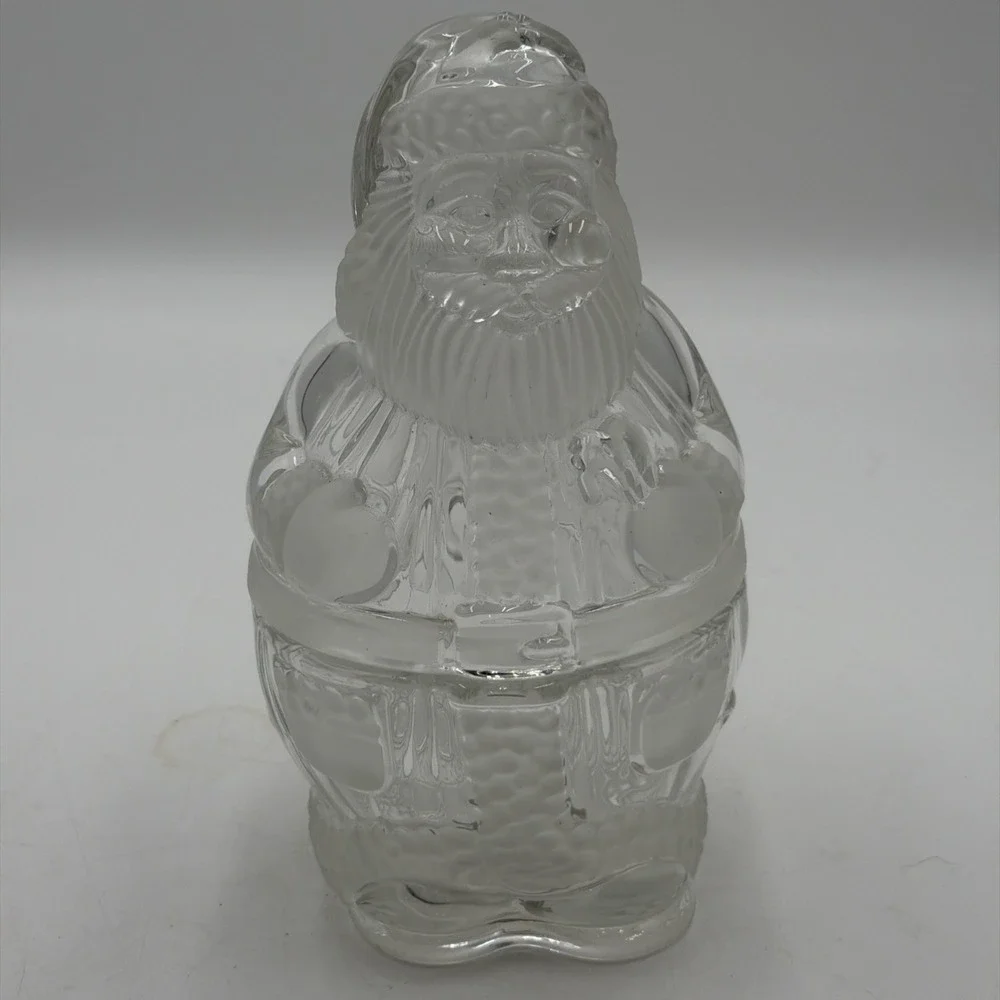 GORHAM Holiday Traditions Crystal Glass Santa Treat Jar 9 1/4